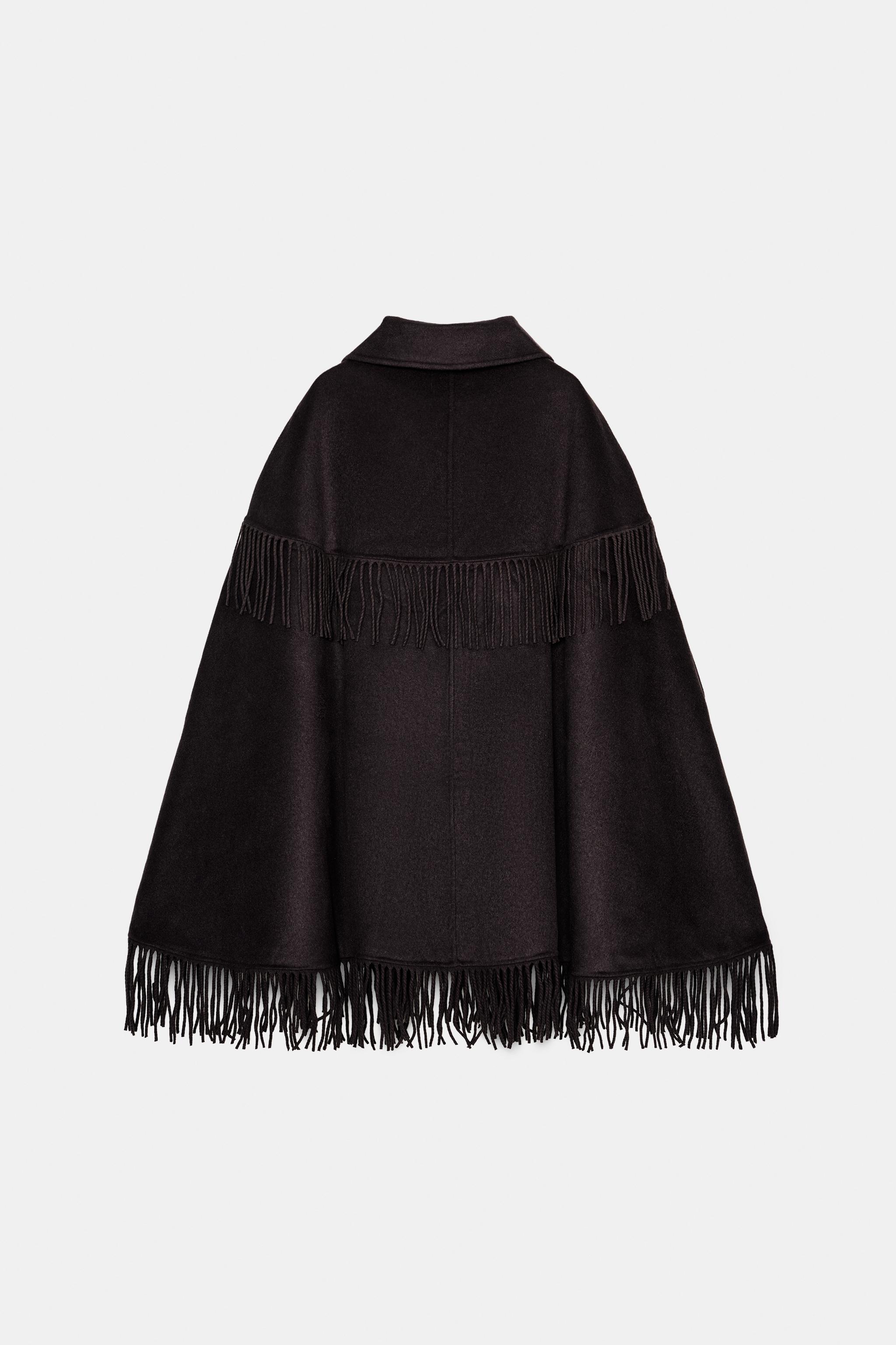 WOOL FRINGED CAPE